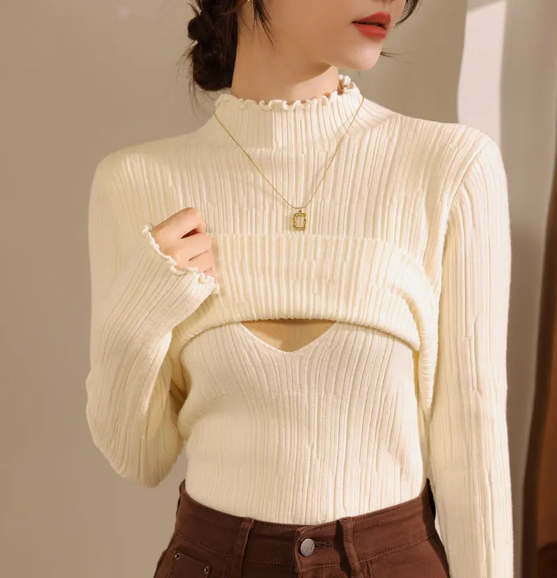 Winter Nursing Sweaters Long Sleeve Turtleneck Maternity Breastfeeding Clothes Postpartum Woman Lactation Knitwear Solid Color