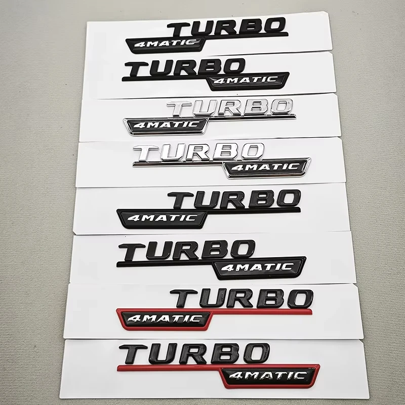 

2pcs 3D ABS Chrome Car Letters TURBO 4MATIC Logo Fender Side Badge For Mercedes AMG A35 45 A45S W177 W176 Stickers Accessories