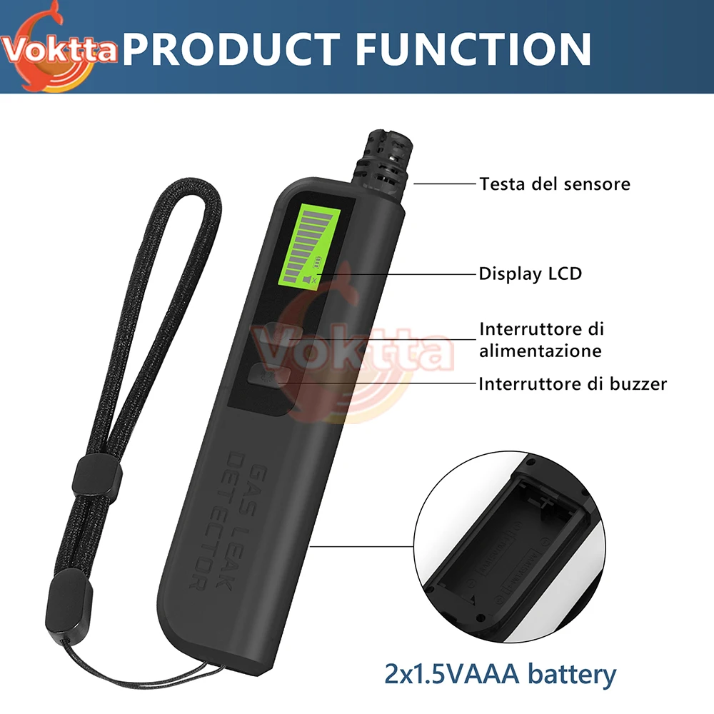كاشف تسرب الغاز الطبيعي المحمول 50 ~ 1000PPM مستشعر حساس للغاز قابل للاحتراق CO الكحول الميثان محلل الجرس إنذار الصوت