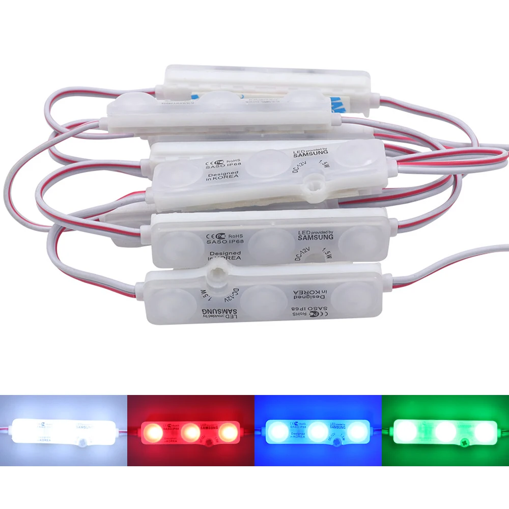 Módulo de luz LED de 12V de CC, 3LED, 1,2 W, superbrillante, diseño publicitario, lámpara de módulo IP68 5630, luz de fondo de señal LED