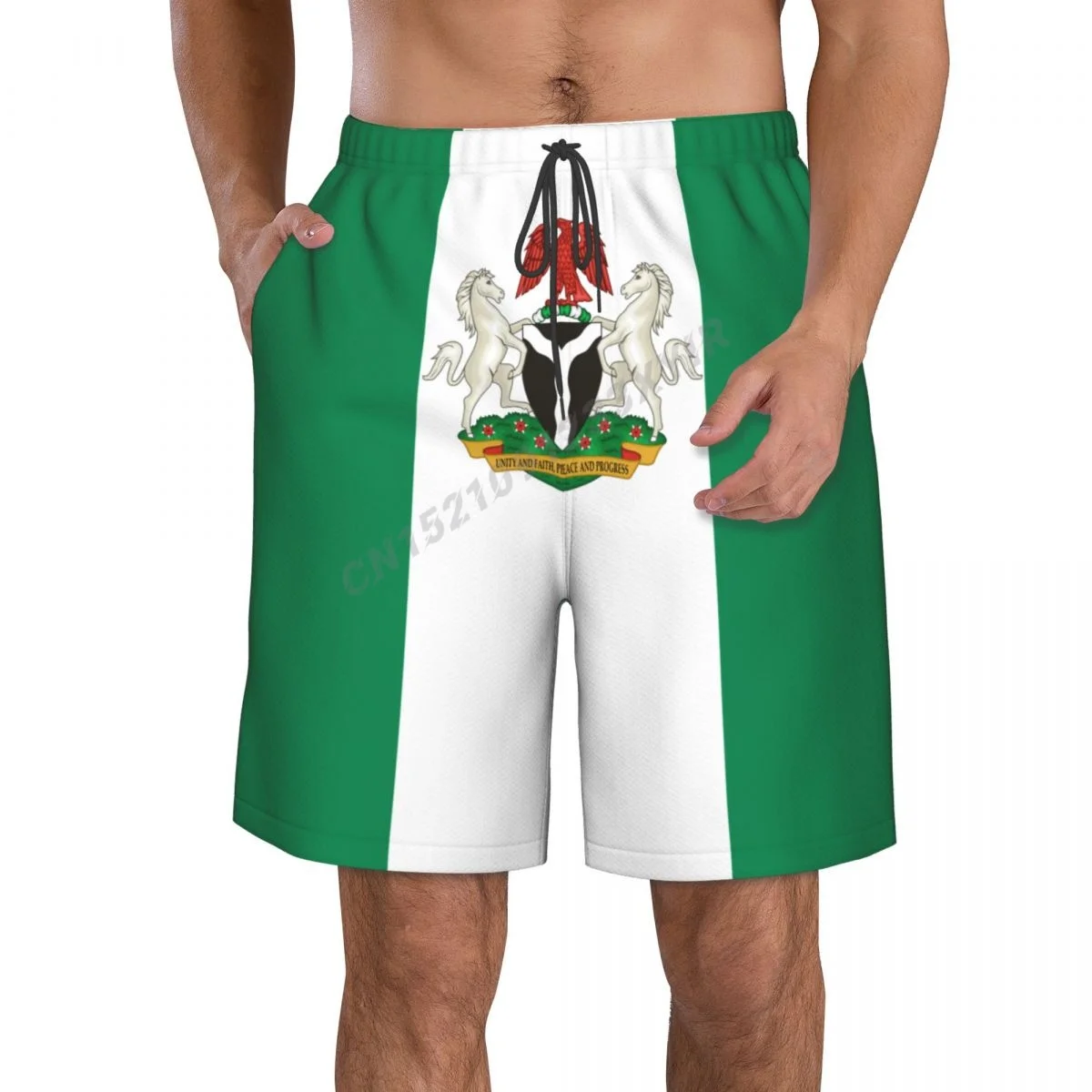 

Летние мужские пляжные брюки с флагом Нигерии, шорты для серфинга, M-2XL, полиэстер, купальник для бега