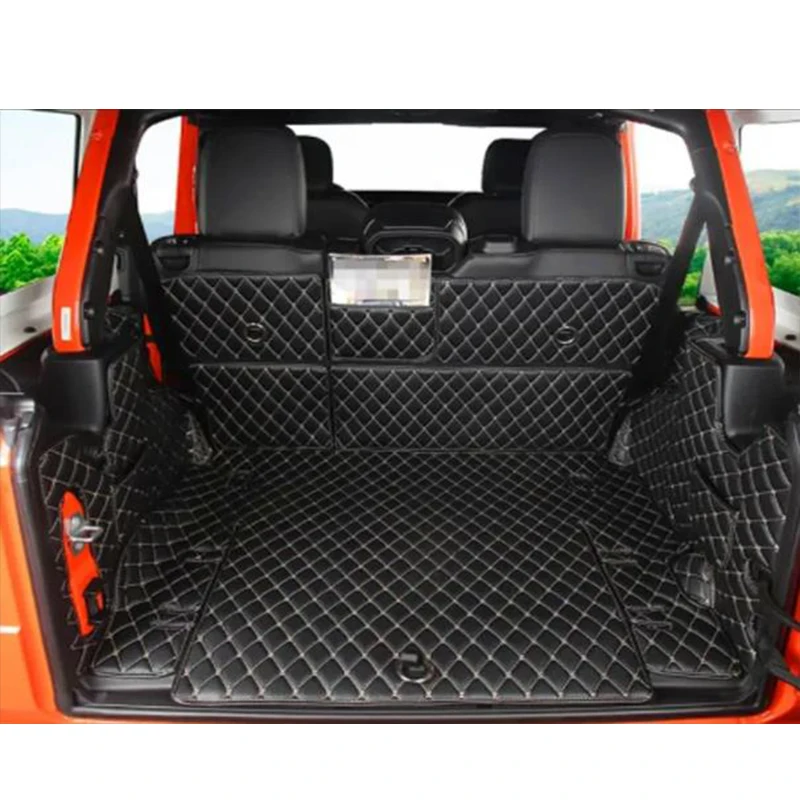 High Quality ! Special car trunk mats for Jeep Wrangler JL 4 door 2022 -2018 durable cargo liner boot carpets for Wrangler 2021