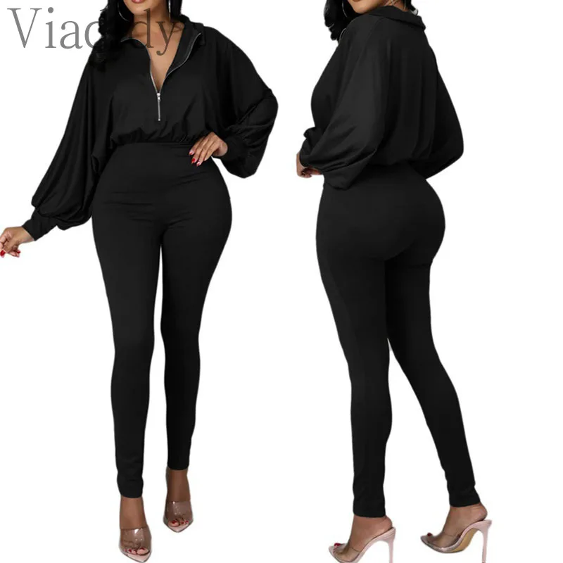 

Women Solid Color Lapel High Waisted Pencil Pants Jumpsuit