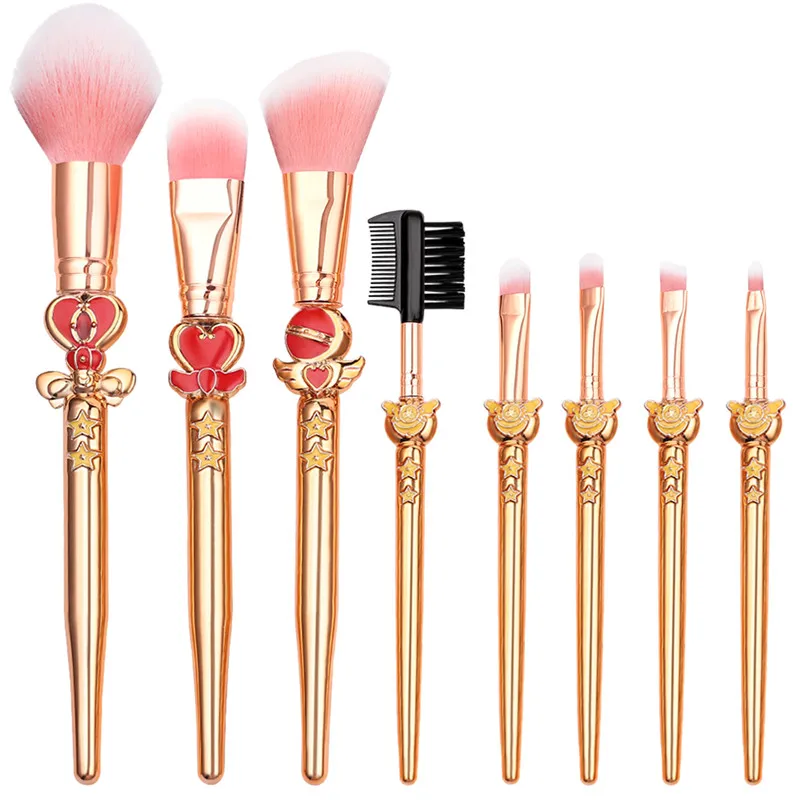 Kawai Gift Sailor Moon Makeup Brushes Card Captor Sakura Foundation Powder Blush Eyelash Lip Makeup Brush Cosmetic Tool Kit