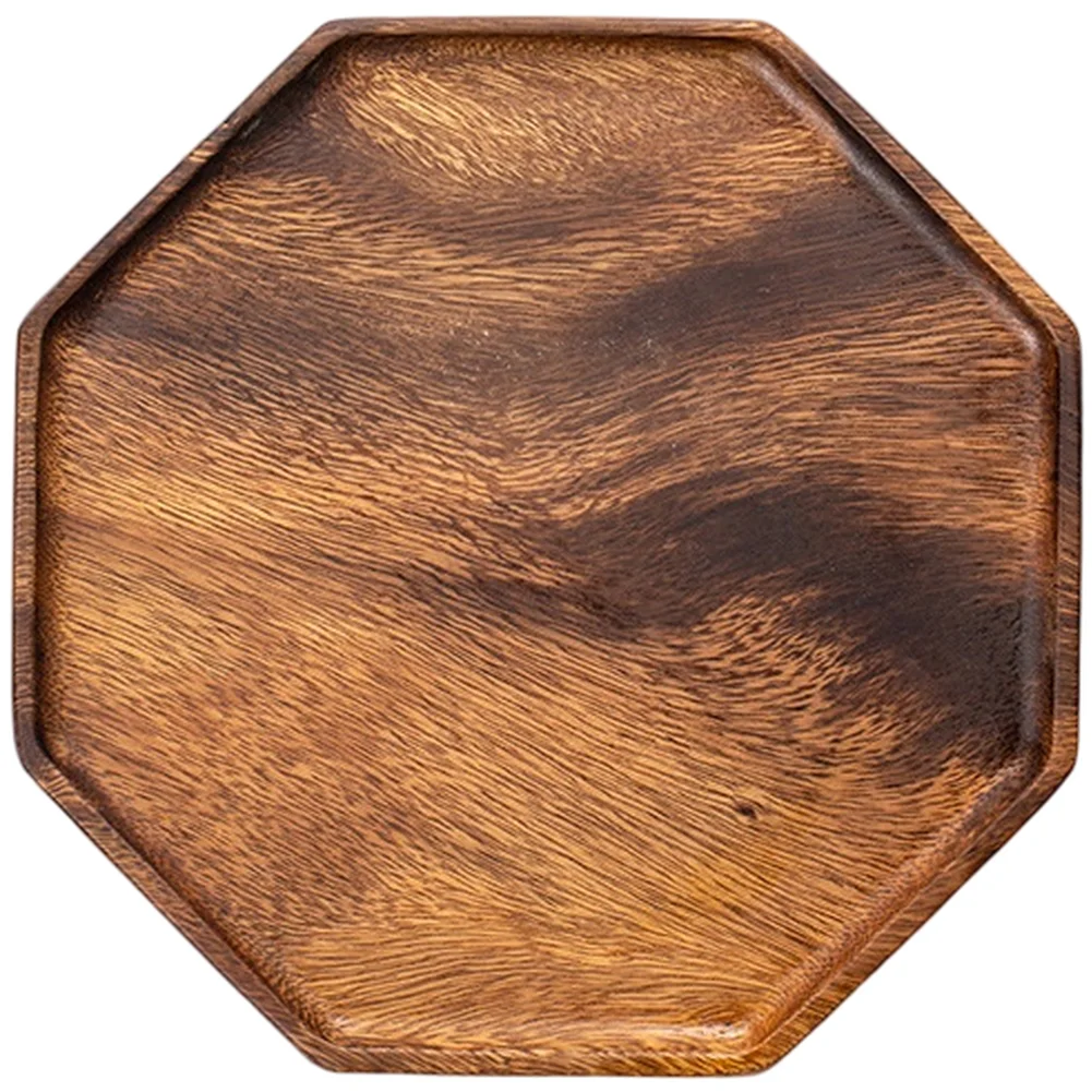 Bamboo Tea Tray - Naturalny orzechowy ośmiokątny talerz, drewniana taca