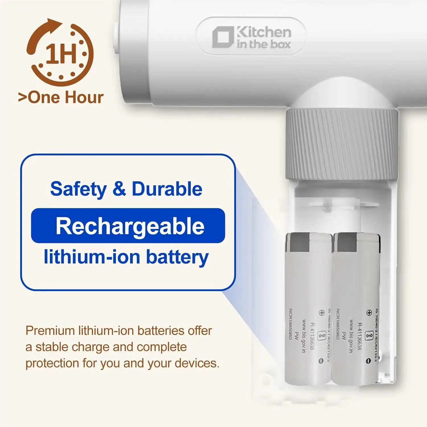 خلاط كهربائي محمول لاسلكي 6 سرعات مع شاشة رقمية لخلاط المطبخ مع مضارب وخفق للاستخدام المنزلي