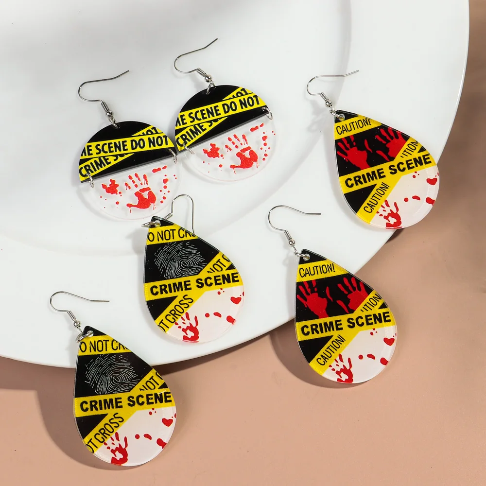 

Gothic Round Waterdrop Shape Acrylic Earrings for Women Halloween Bloodstain Blood Skull Drop Earring Trend Party Jewelry Gifts