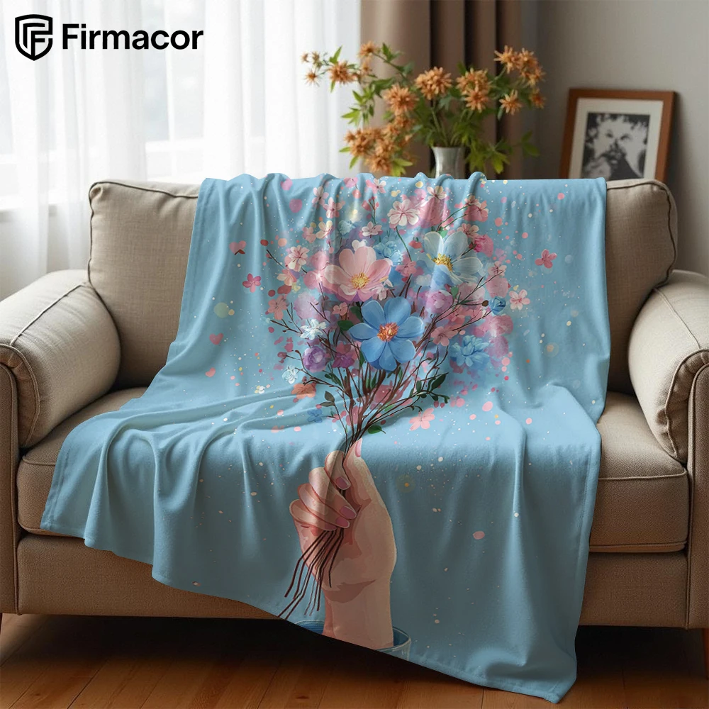 Handheld Starry Bouquet Lightweight Microfiber Soft Christmas Fleece Blanket Warm Cozy Throw for Sofa Office Travel All Season