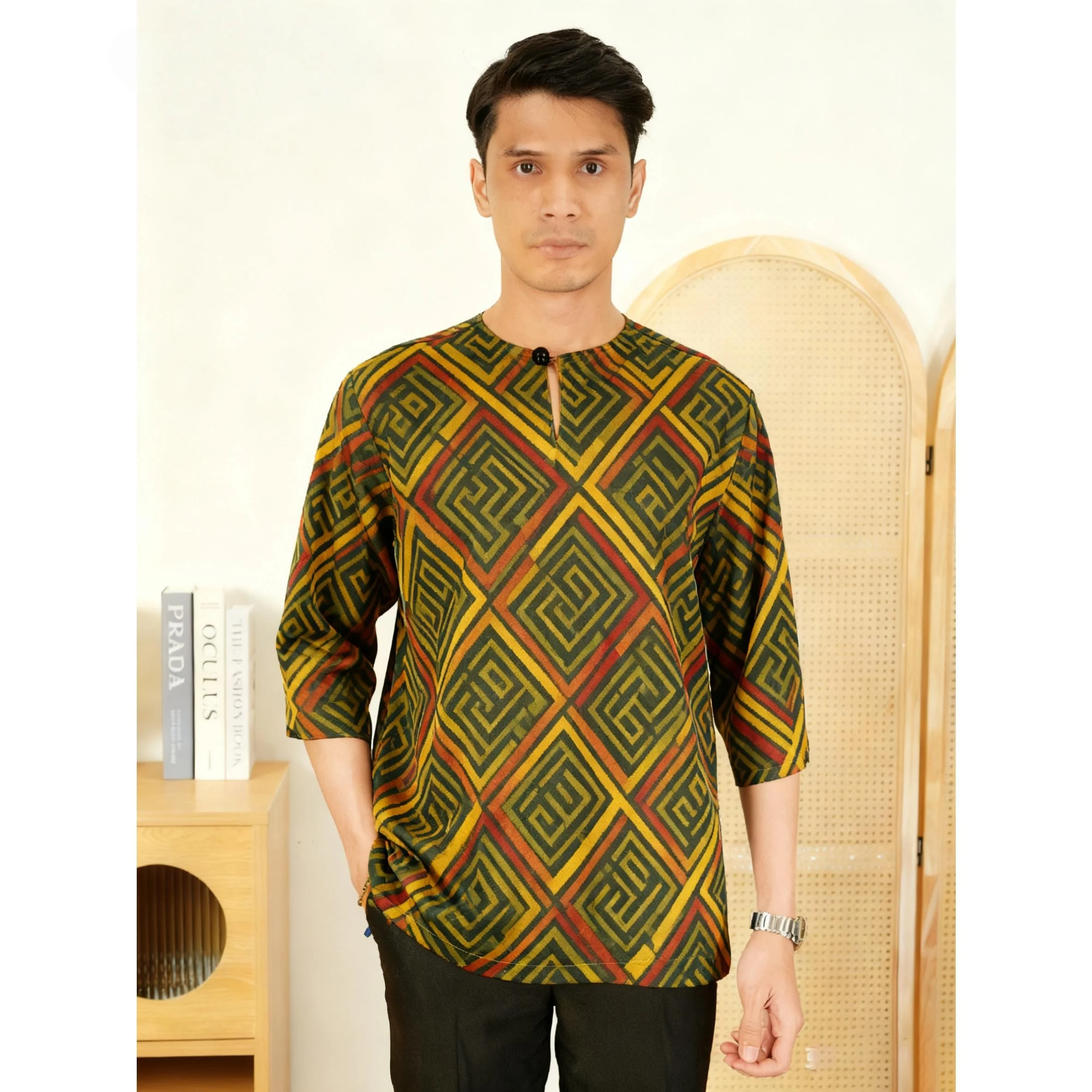 2026 الرجال المسلمات قصيرة الأكمام الإسلامية العربية المرقعة مخطط التطريز عيد مسلم تي شيرت جوبا عبايات فضفاضة غير رسمية Ropa #4