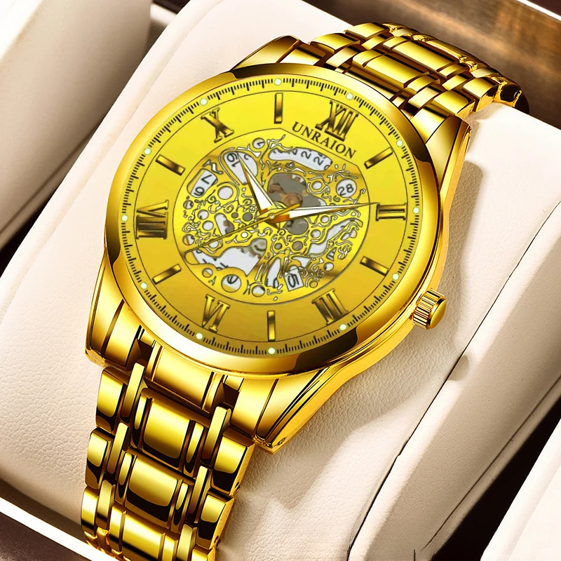 Men's Quartz Watches Hollowed Out Male Business Wristwatch Waterproof Luminous Calendar Watch For Daily Work Office Business