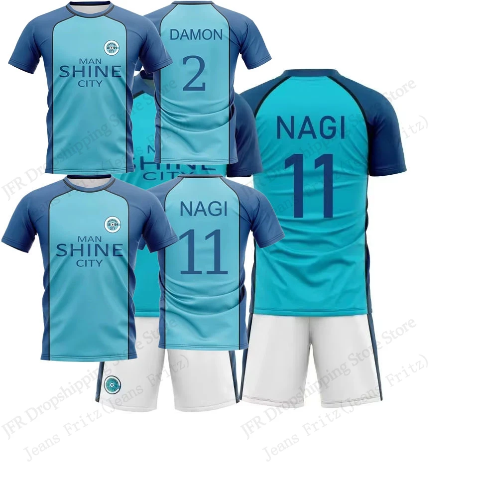 

Jersey Sets Blue Lock Anime Manshine City Football 3d Print Set Men Women Fashion T-shirt+Short 2Piece Sport Tracksuit Suit Kids