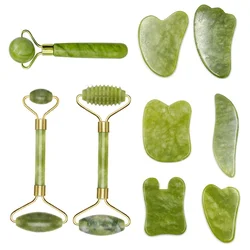 Facial Massager Roller Guasha Board Plate Green Natural Jade Stone Eye Thin Relax Slimming Face Massage Best for Wrinkles