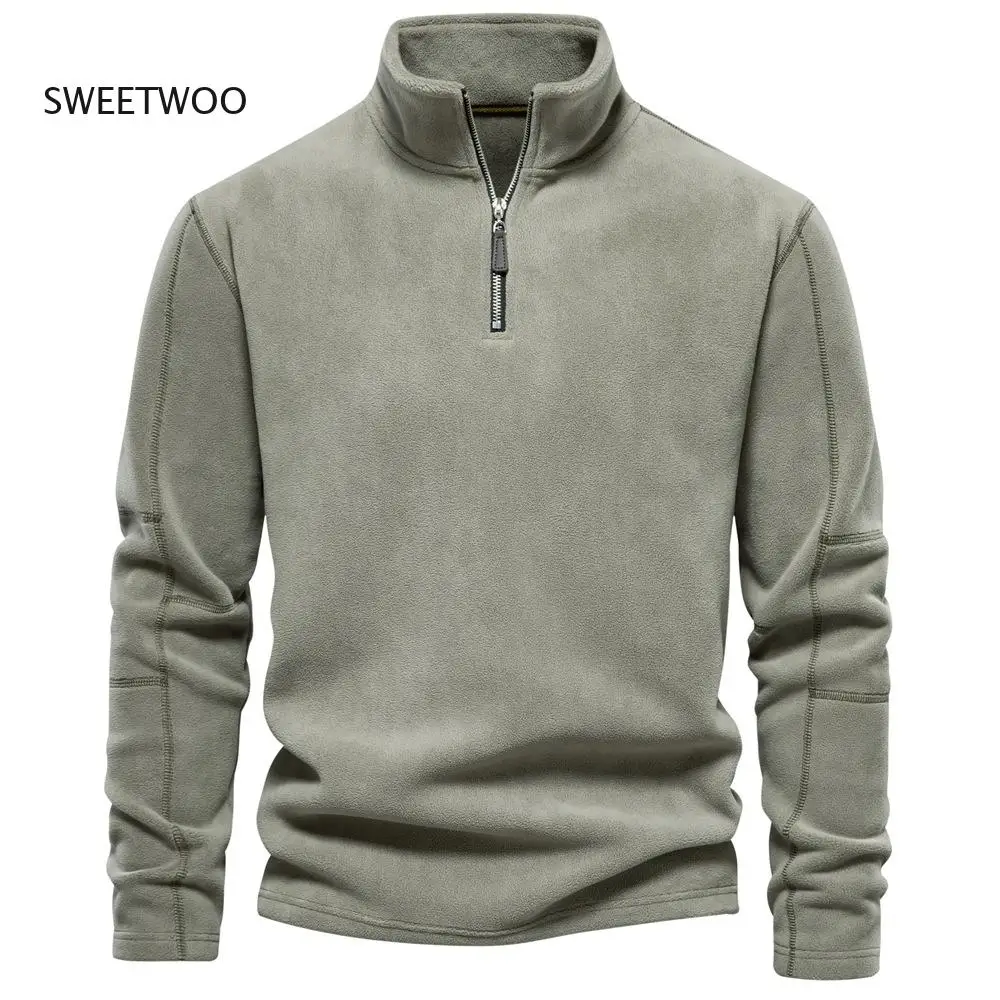 

Men's Fleece Sweatshirt - Autumn Winter New Stand Collar Half-Zip Long Sleeve | Trendy Versatile Top
