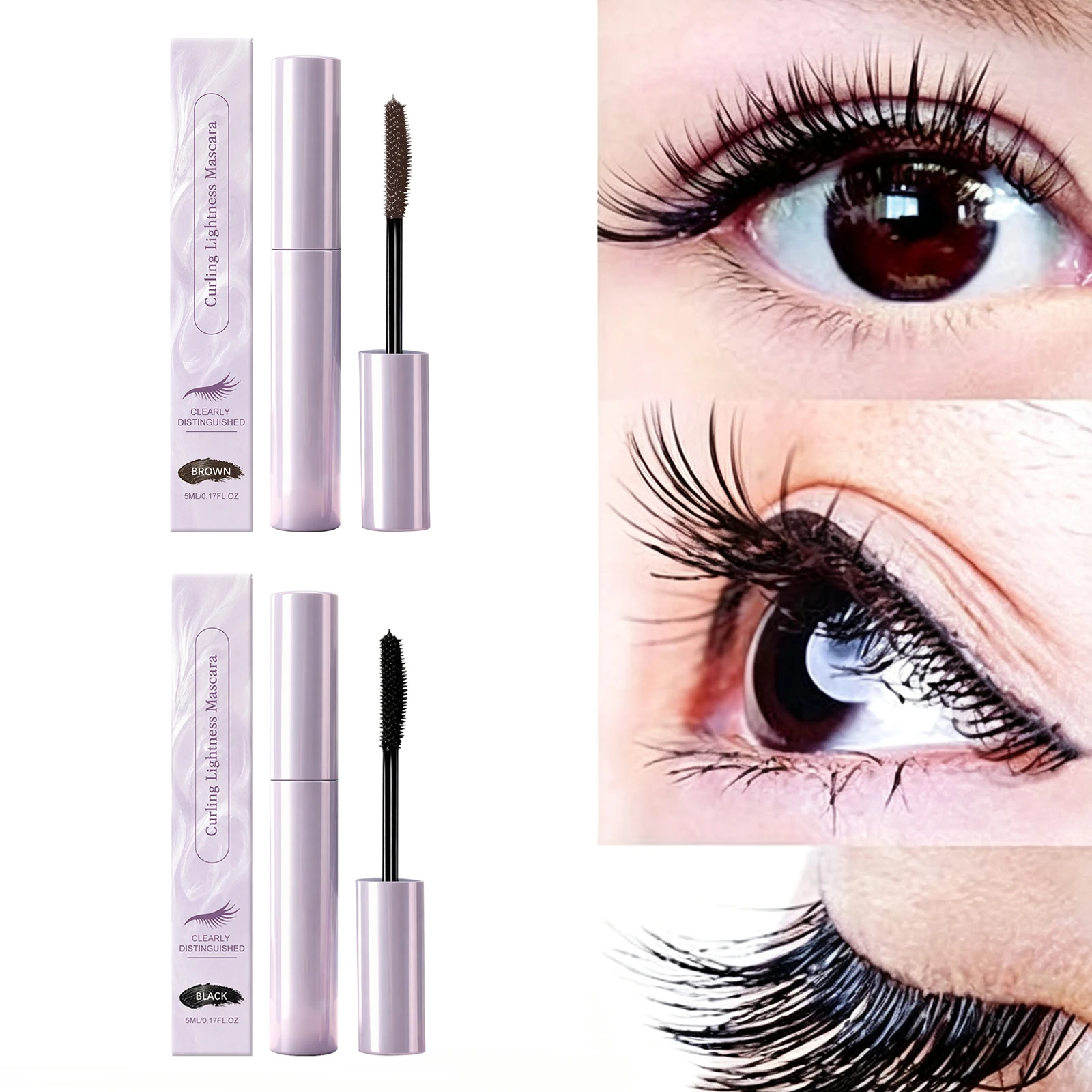 Curling Mascara Cream 3D Stereo Waterproof and Sweatproof Smudge Lengthening Mascara Quick-Drying Black Brown Mascara Eye Makeup