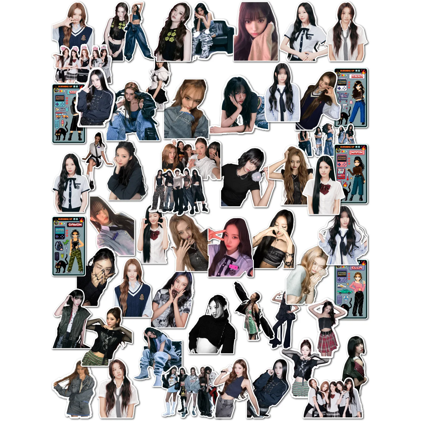 55 قطعة/الحزمة Kpop MEOVV ملصقات حرق ألبوم ملصق مضاد للمياه آنا نارين غاوون سوين ستار المحيطي المشجعين جمع الهدايا