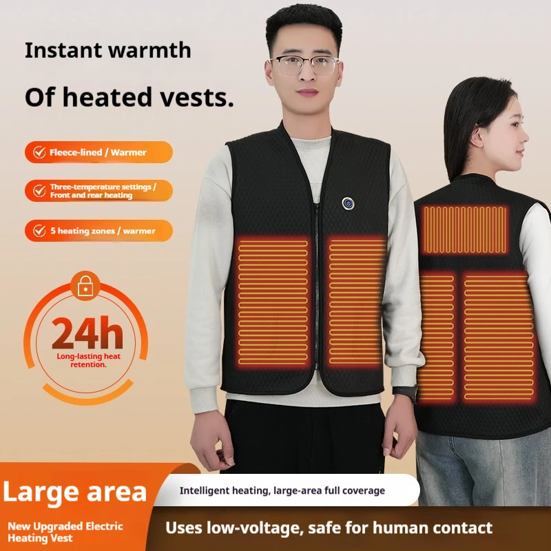 Unisex Heated Vest 5 Zone USB Electric Heating Winter Warm Outdoor Thermal Waistcoat(Excluding power bank)