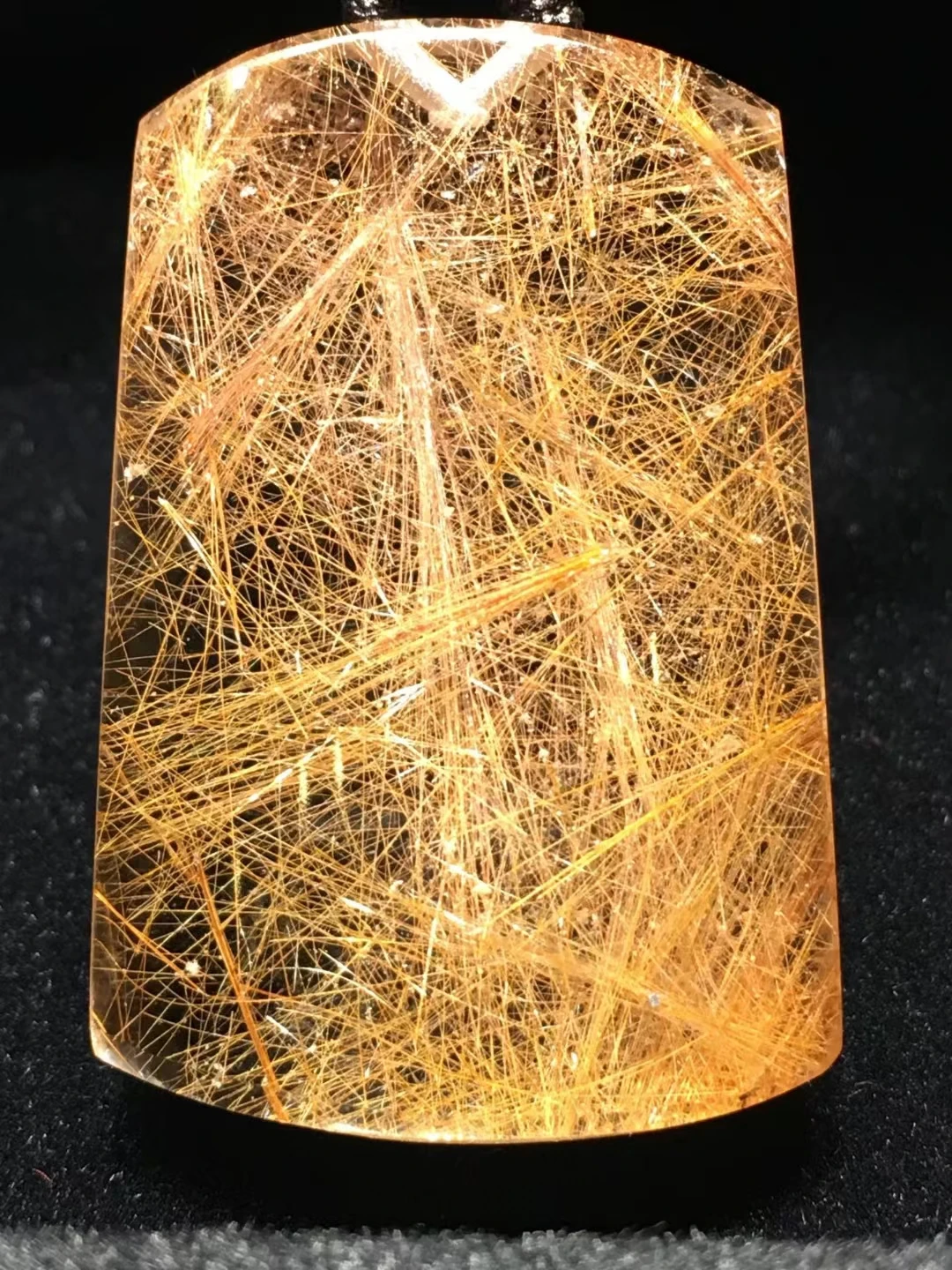 Natural Copper Rutilated Quartz Rectangle Pendant Rutilated Quartz Jewelry 36.9*24*9.2mm Bead Men Women Brazil AAAAAAA