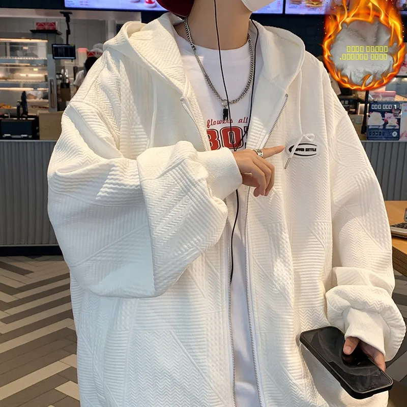 

Мужской кардиган-худи оверсайз: модный тренд осени-зимы, бренд INS, Гонконг, свободный крой, большие размеры, молодежный повседневный стиль