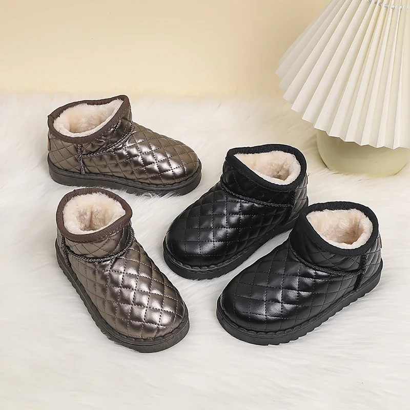 

2025 Winter Kids Shoes Baby Girls Snow Boots Thick Plush Boys Casual Shoes Waterproof Anti Slip Outdoor Kids Boots