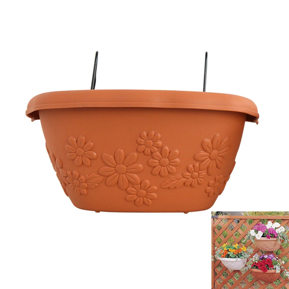 

Contemporary Hanging Planter Wall-mounted Resin Flower Pot Pots Dark Brown Planters
