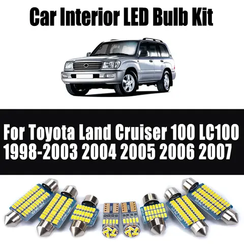 19Pcs Canbus LED Interior Map Dome Door Trunk Light Kit For Toyota Land Cruiser 100 LC100 1998- 2005 2006 2007 Car Reading Bulbs