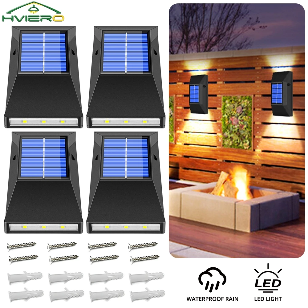 

1/2/4X Solar Household Rain Proof White Waterproof Led Wall Lamp Outdoor Decoration Garden Courtyard Fence Outdoor Lighting Bulb