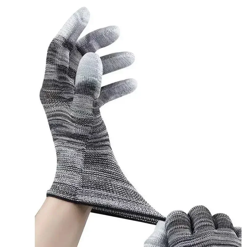 12 Pairs Car Vinyl Wrap Gloves Polyester PU Coated Fingertip Anti-Static Gloves Dust-Free Window Tint Working Gloves