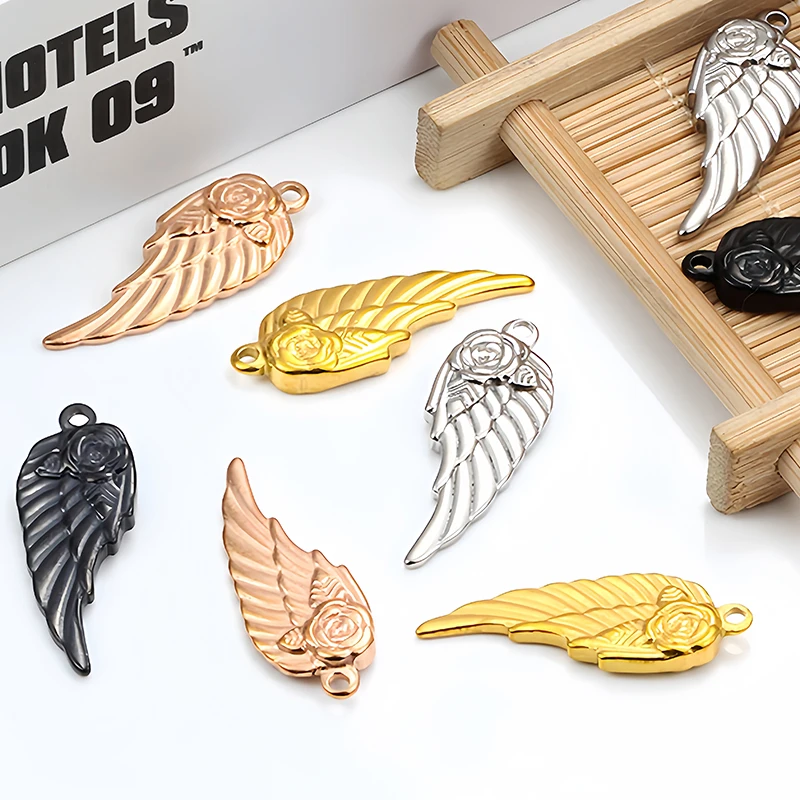 Stainless Steel Angel Wings Charms Pendants Silver Gold Color for DIY Necklace Earrings Jewelry Findings Making Accessories