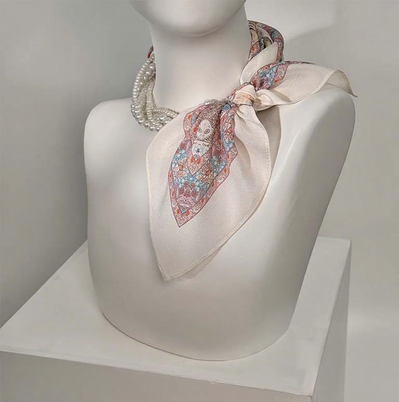 Pink paisley crepe de chine silk scarf women's square neck shawl womens scarf cashmere women's headscarf headscarf