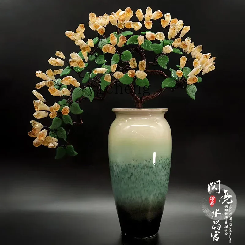 

FF Natural Citrine Lucky Tree Home Money Tree Entrance Living Room Fortune Tree Ornament