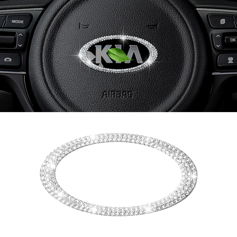 Наклейка-эмблема на руль DIYSMART Bling Для Kia Optima Soul Forte Sorento Seltos Stinger Telluride, хрустальные автомобильные аксессуары