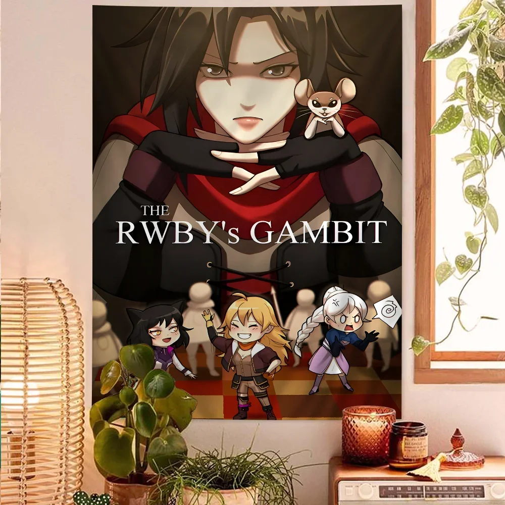 Cute R-RWBY Anime Tapestry Hippie Flower Wall Carpets Dorm Decor Cheap Hippie Wall Hanging