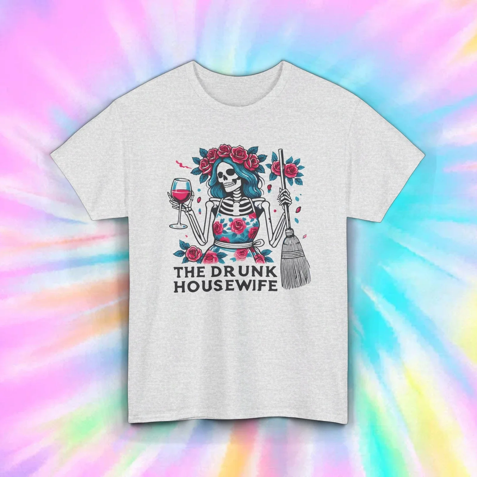 

Рубашка Пьяного домохозяйки | Забавная футболка со скелетом для любителей вина | Подарок на День мертвых