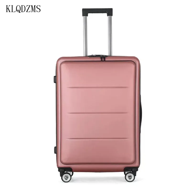 KLQDZMS 20\'\'22\'\'24Multifunctional Double Zippered Suitcase Unisex Cabin Front Opening Roller Luggage Waterproof Bag For Students