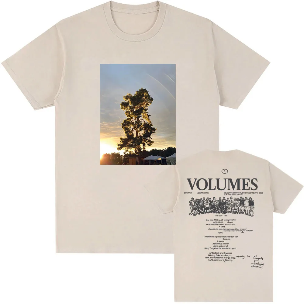 VOLUMES Tree Tee Fashion Design Bon Iver Band T-shirt Summer Unisex Short Sleeve Merch Clothing O-neck Casual Men Women Tshirts