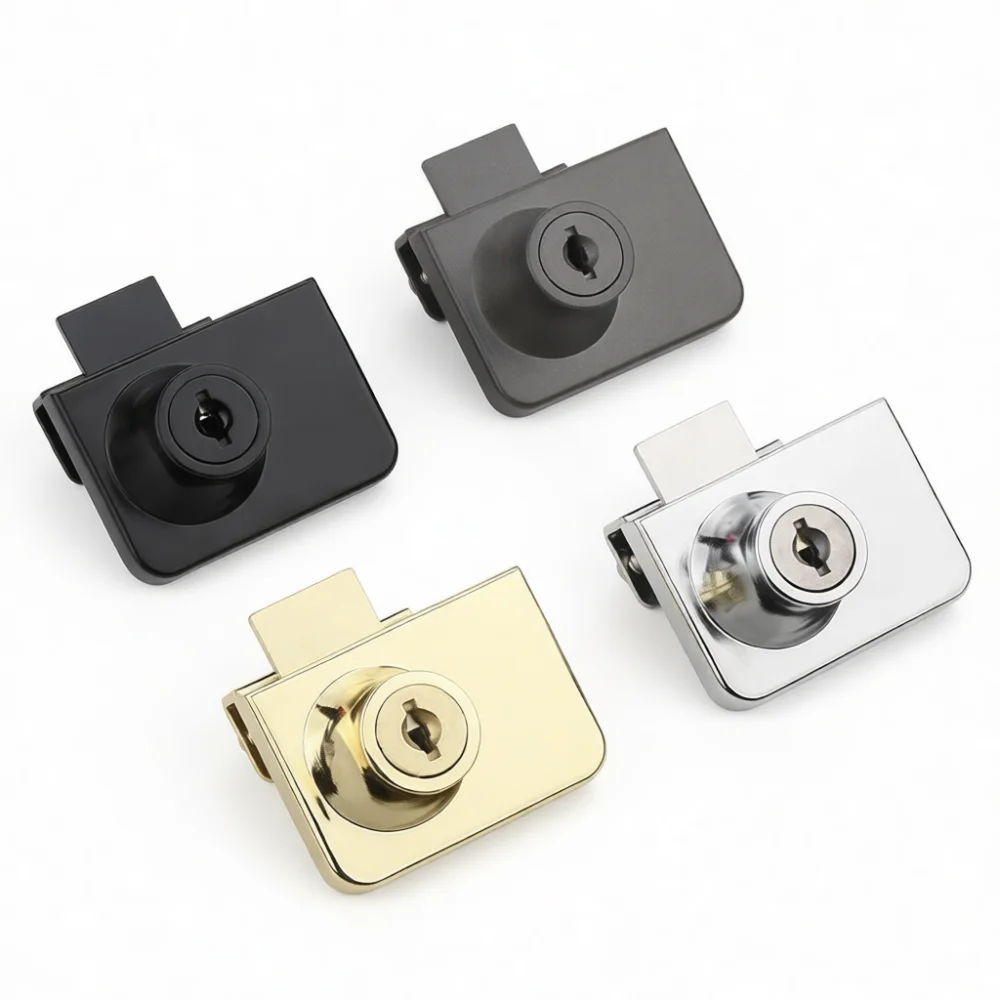 Drill Free Sliding Glass Door Lock Stainless Steel Security Hardware For Cabinet Showcase Furniture Protective Lock