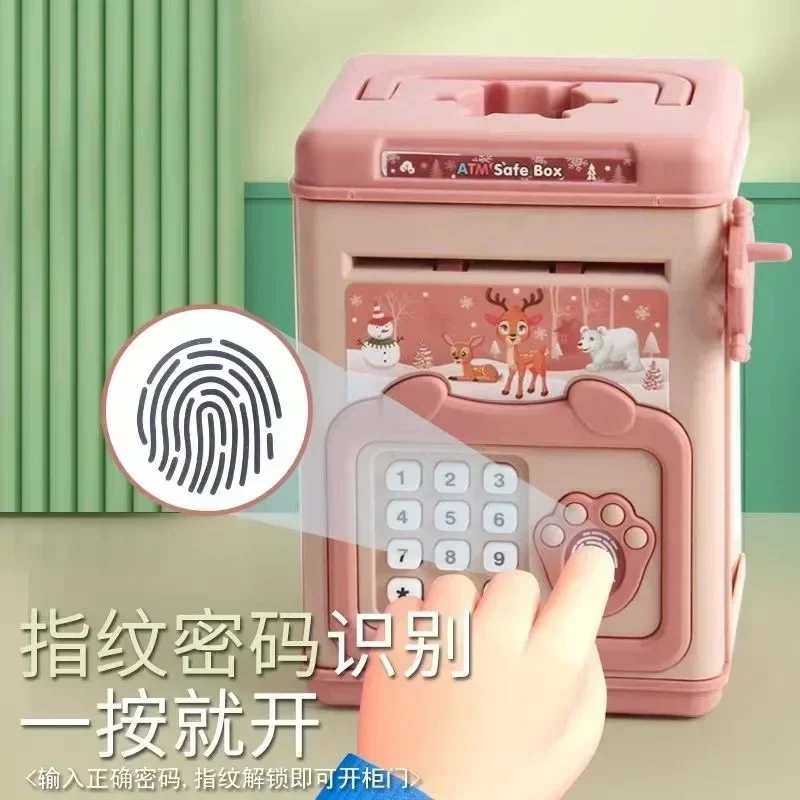 Smart Electronic Piggy Bank for Children with Fingerprint Password Safe Cash Box Automatic Money Box Gift for Kids - view 2