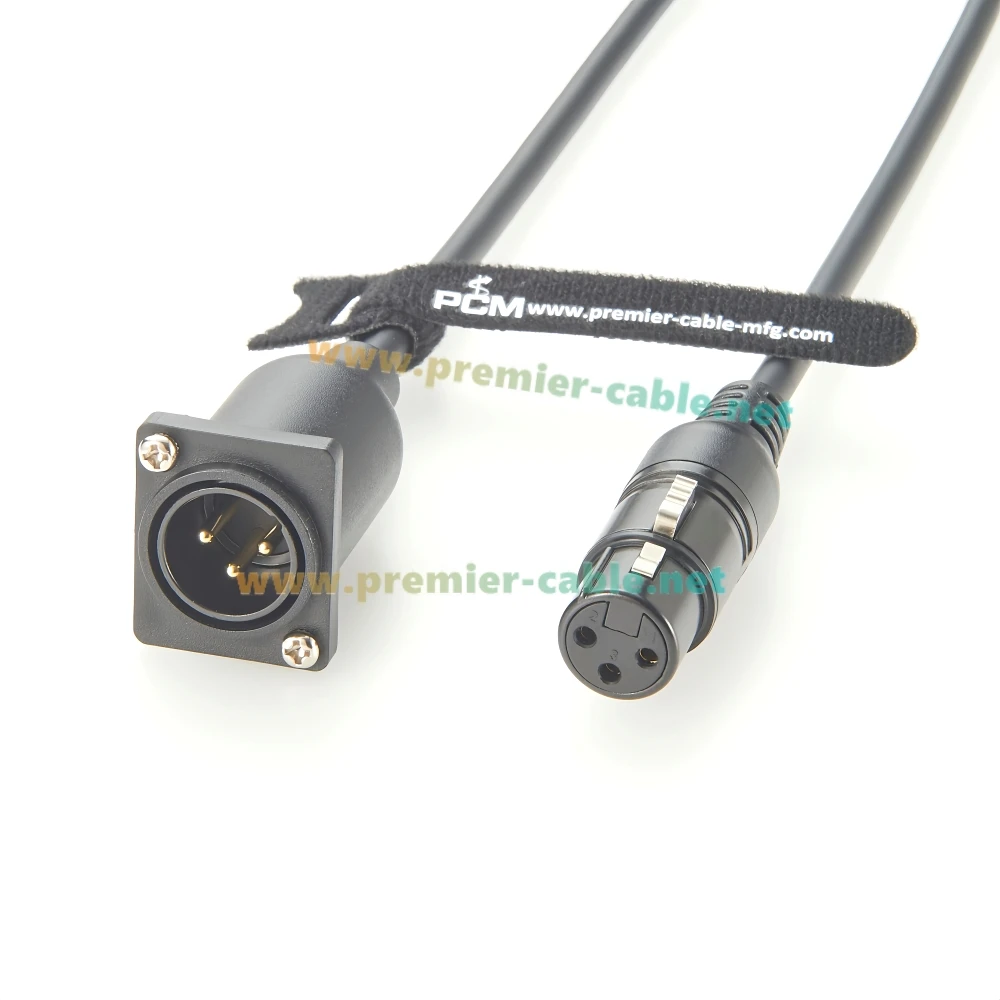 D タイプ DMX512 XLR 3 ピン オス - メス延長ケーブル XLR フランジ パネル マウント パススルー コード オーディオ マイク ステージ照明用