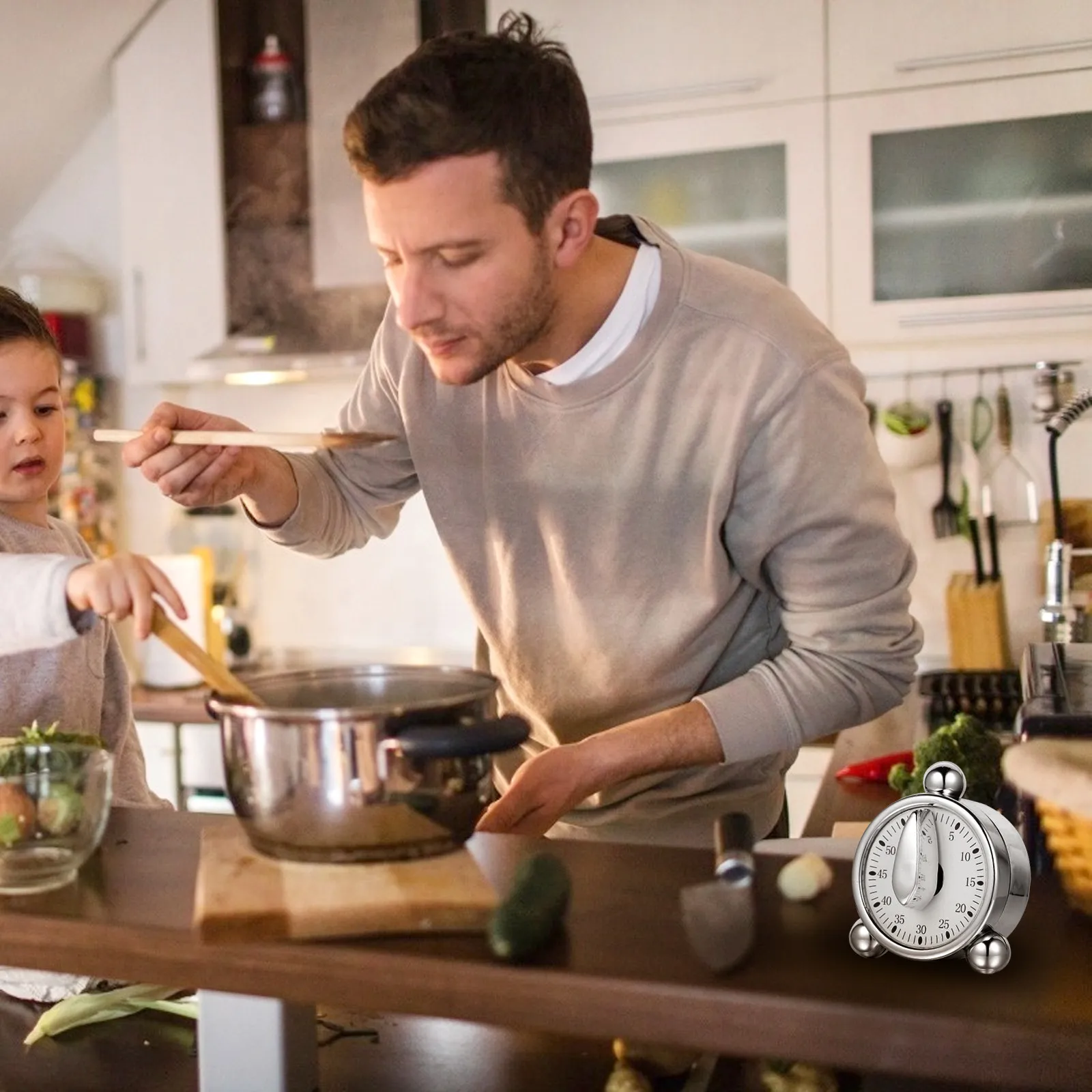 1Pcs Alarm Clock Timer Mechanical Kitchen Countdown Timer ABS Material for Cooking Baking Frying Time Management