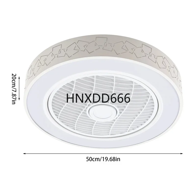 50cm Dimmable LED Ceiling Fan Light with Invisible Blades, 3-Color, 6-Speed, Enclosed Round Pendant Fan Chandelier