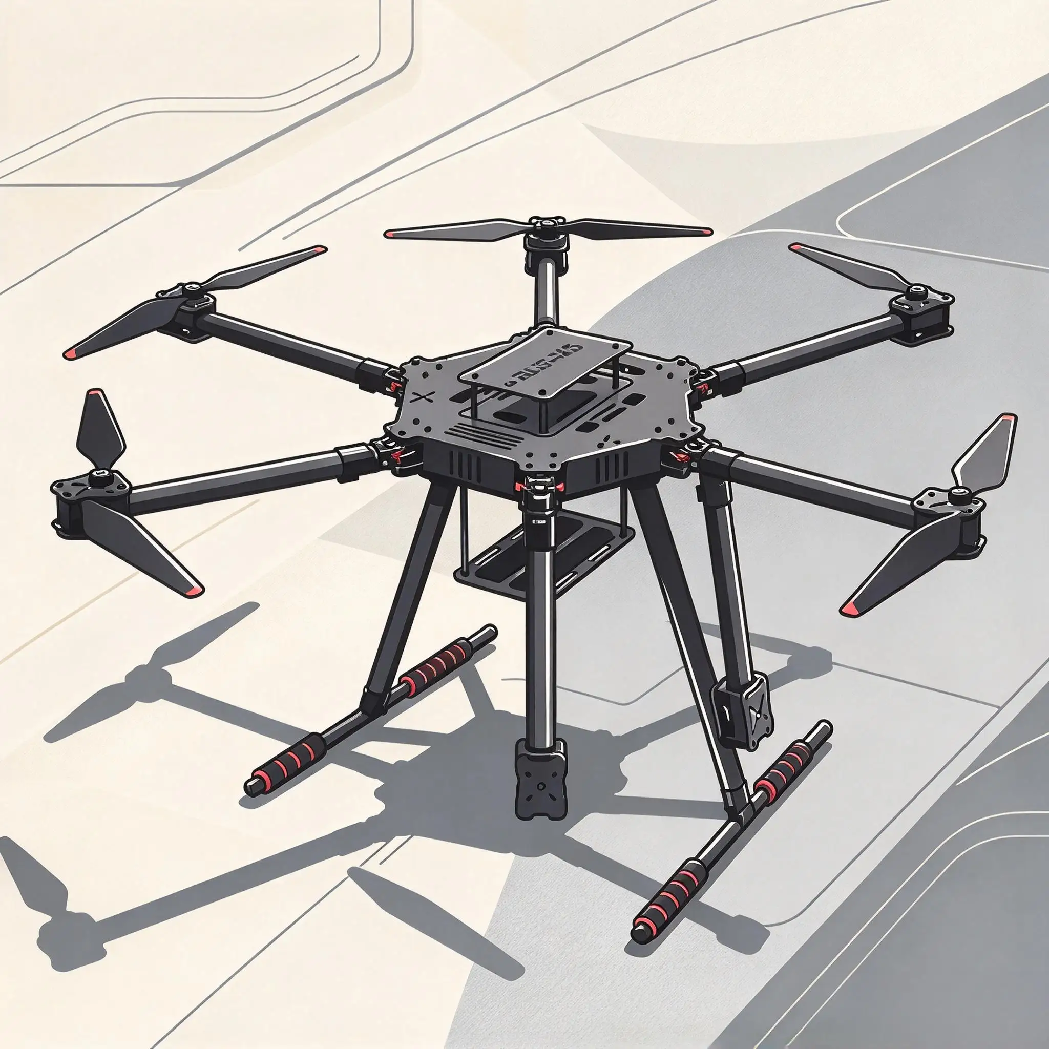 BCUBE ZD960 Pixhawk2.4.8 M8N Full Carbon Fiber Hexa-Rotor Frame Blheli 40A Esc Flight Comtrol Radio Telemetry Set