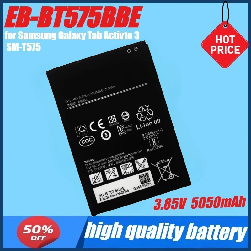 

3.85V 5050mAh 19.44Wh EB-BT575BBE Battery for Samsung Galaxy Tab Activte 3 SM-T575 Mobile Phone Battery