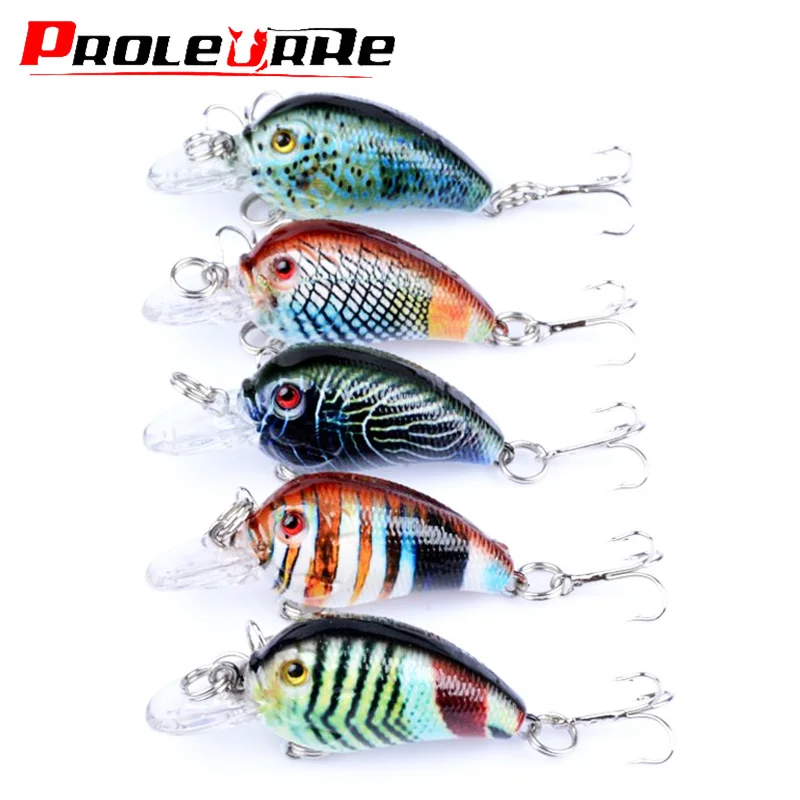 

5pcs/Lot Mixed Colors Fishing Minnow Lures Set 4.5cm 4.2g Crank Hard Bait Kit Wobblers Crankbaits Treble Hooks Fishing Tackle