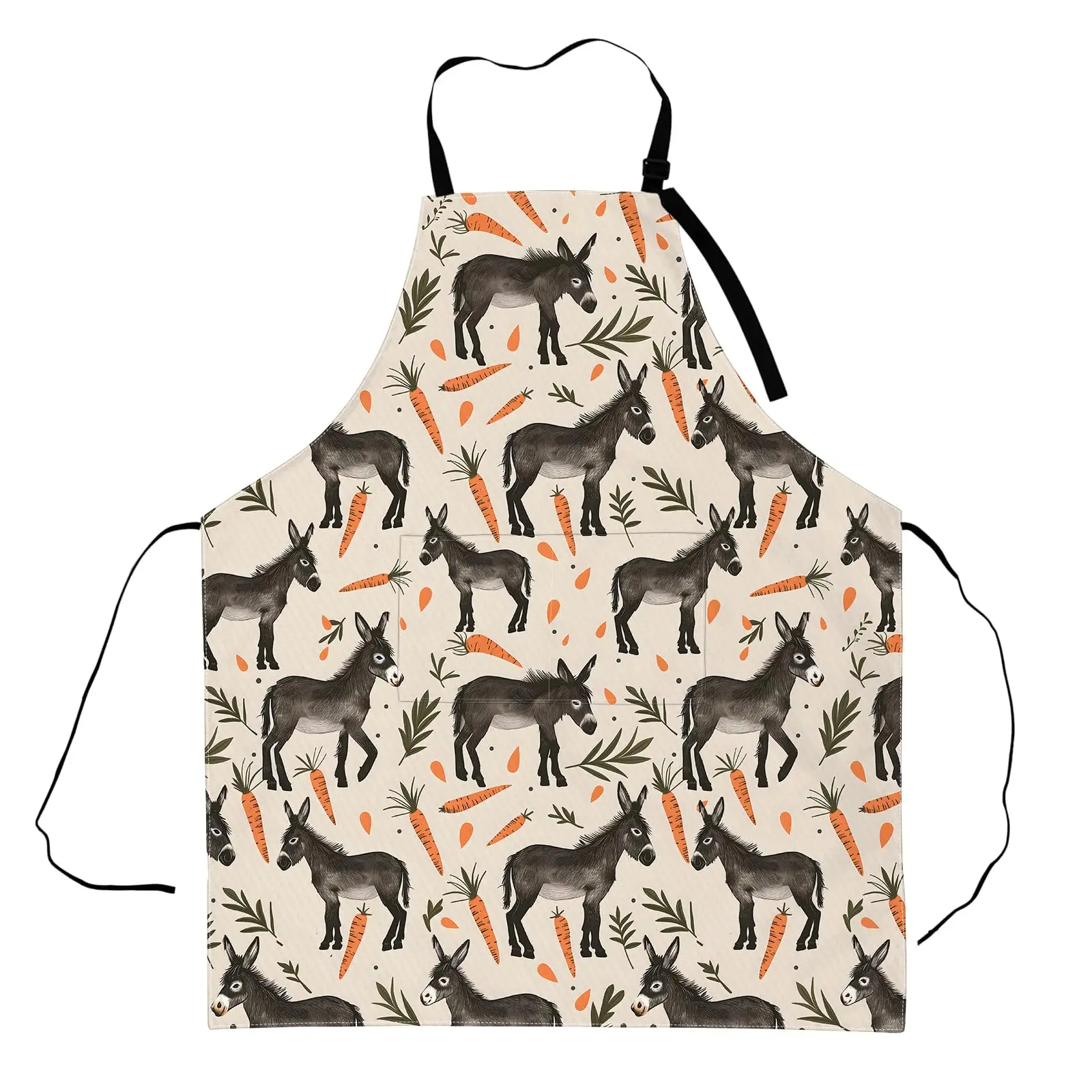 

Donkey and Carrot Apron,Adjustable Waterproof Oxford Fabric Kitchen Apron for Men and Women Cooking Baking