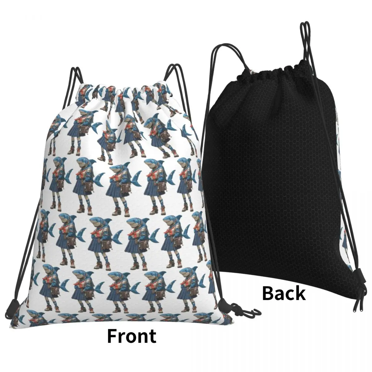 Shark Schoolgirl Backpacks Multi-function Drawstring Bags Shoes Bag Book Bags for Travel Students