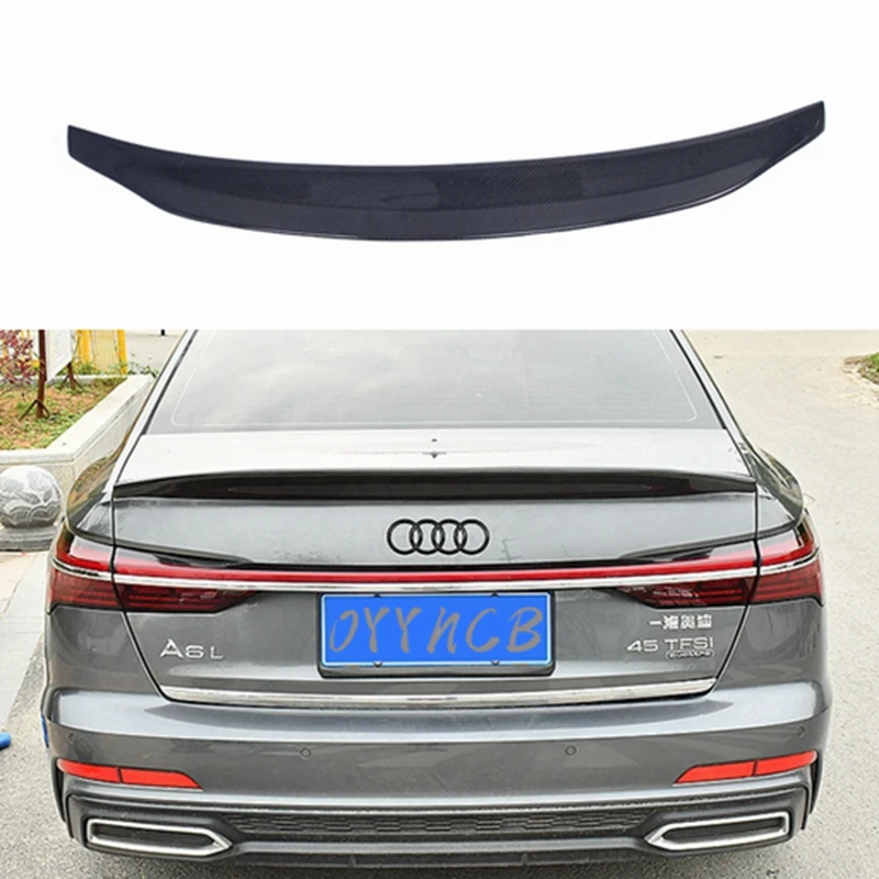 

ДЛЯ Audi A6 C8 BLE Стиль Углеродное волокно Задний спойлер Крыло багажника 2019-2022 FRP Глянцевый черный кованый карбон