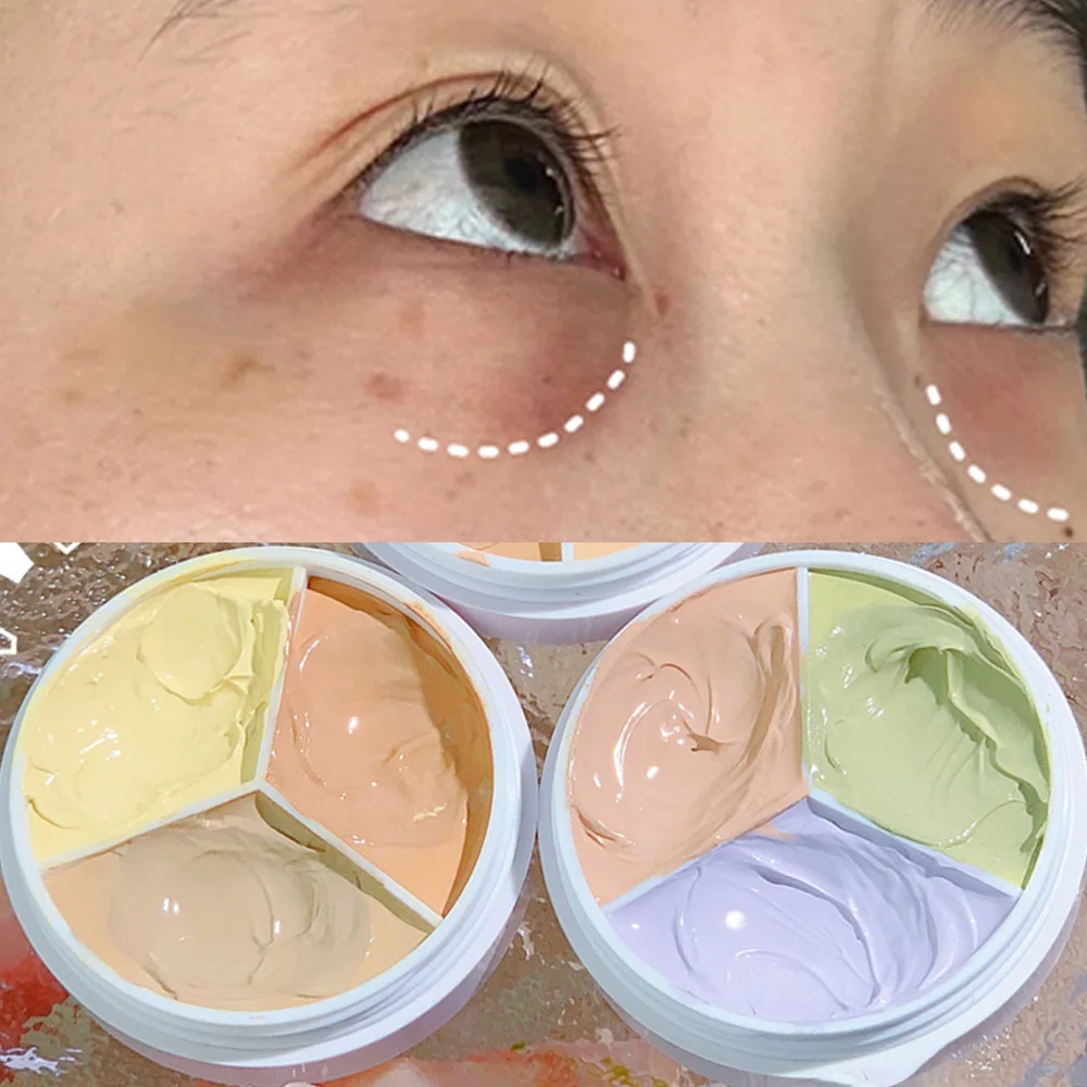 Palette di correttori idratanti a tre colori Cover Black Eye Spots Acne Printed Tear Groove Concealer Cream Face Brighten Cosmetic