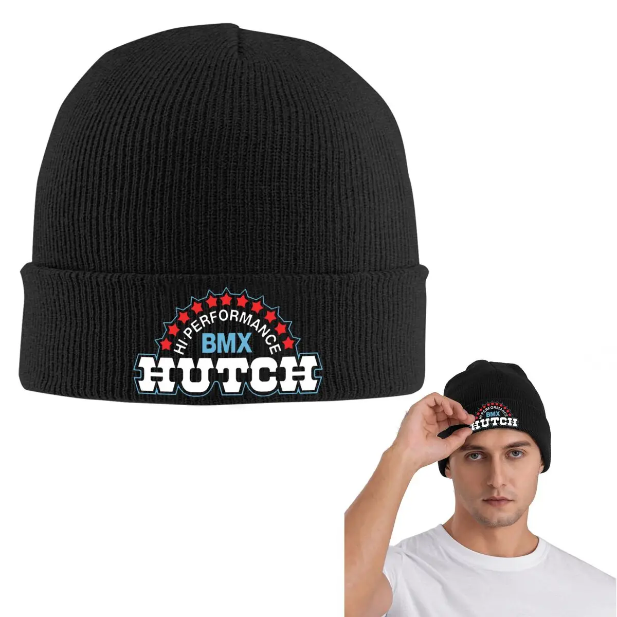 Hutch Hi Performance BMX Red White Blue Black Tim Judge Knitted Cap Bonnet Hat Autumn Winter Outdoor Beanies for Unisex Adult