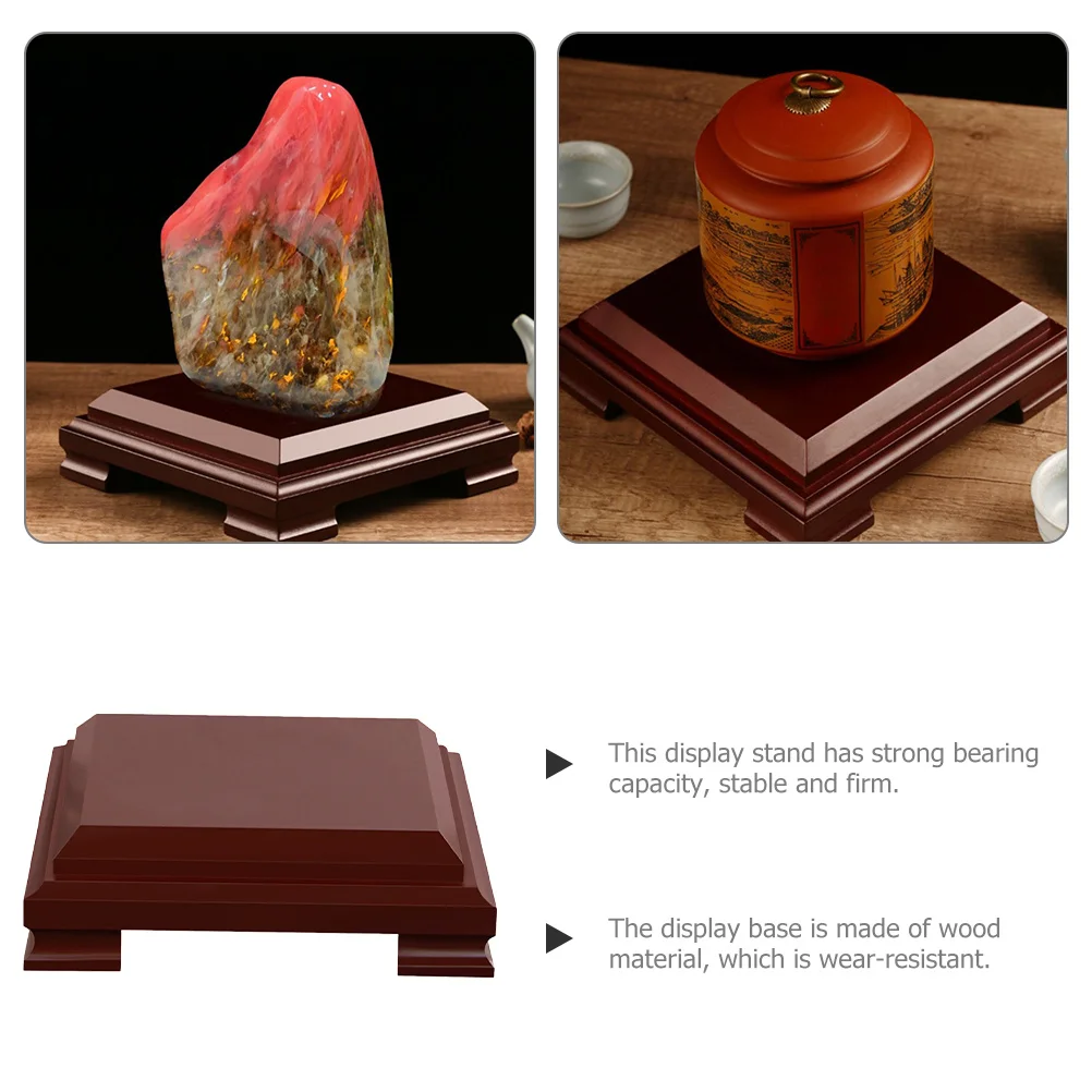 Wooden Square Display Base for Handicrafts Decoration Vintage Teapot Base Stable and Firm Home Decor Gift Wooden Pedestal Stand