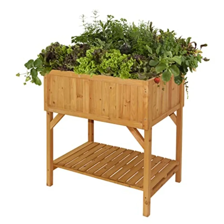Raised Bed Cedar Wood Garden Planter, Natural